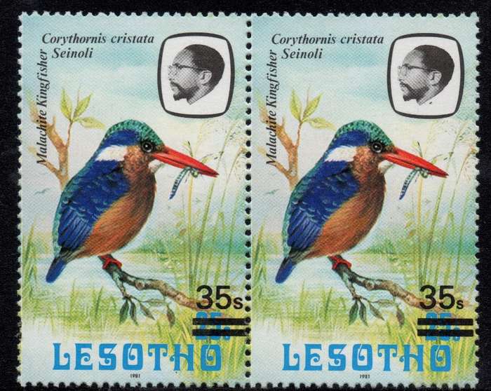 Lesotho - 1987 35s on 25s 1981 Pair MNH SG 720b + SG 720bb