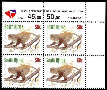 South Africa - 1998 Redrawn 6th Definitive 50c Control Block (1998.03.23) MNH