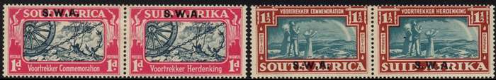 SWA - 1938 Voortrekker Centenary Memorial Set of Pairs Mint SACC 136-137