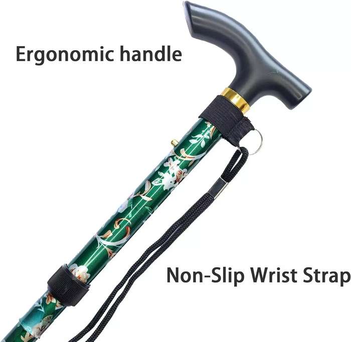 Folding walking/hiking stick (floral green)