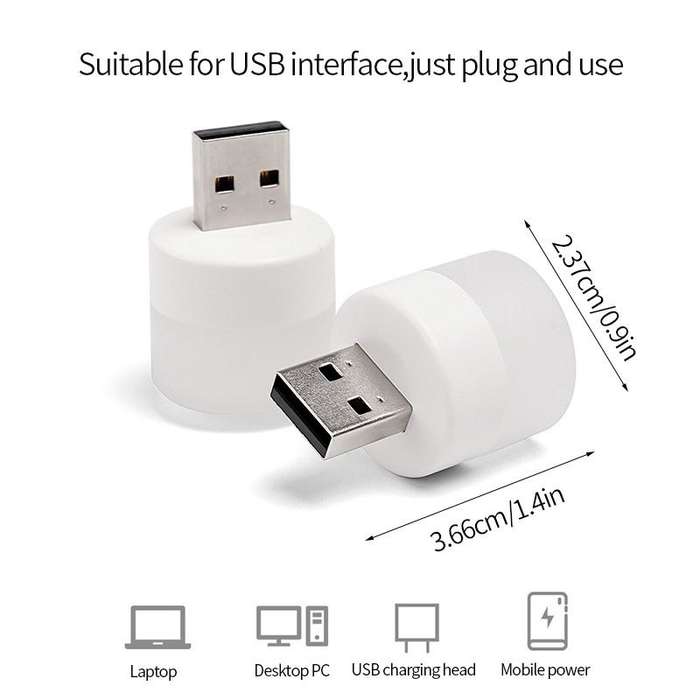 Mini usb night light (cool white - pack of 4)