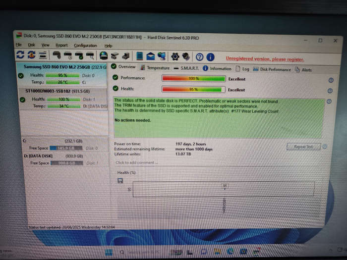 Samsung Evo 860 Sata M.2 250GB**95% Health**