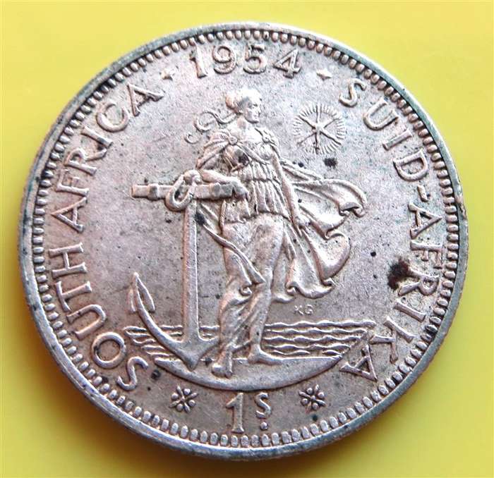 1954 SA Union Silver Shilling Coin