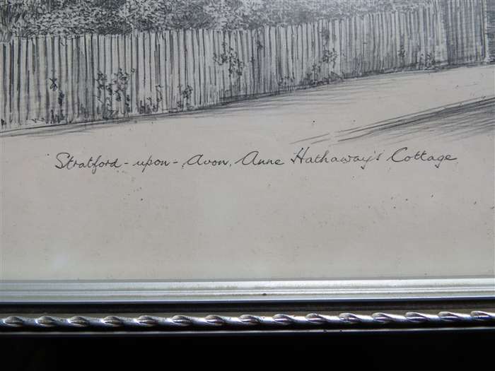 Pair of framed with glass sketch prints - Stratford upon Avon - Buy 1 get the watermarked one free