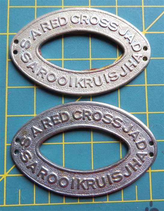 2 x Large Vintage Red Cross Society of SA Badges - Pair for 1 Bid