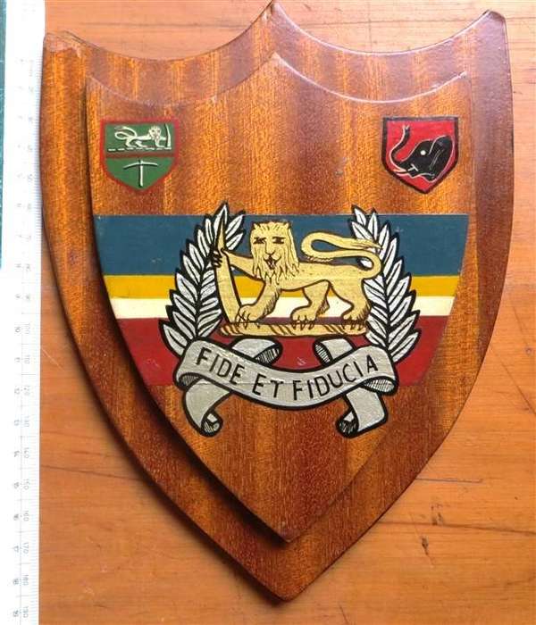 Rhodesia Army - Rhodesian Security Forces RSF 1st Army Brigade Plaque - wood damage on high points