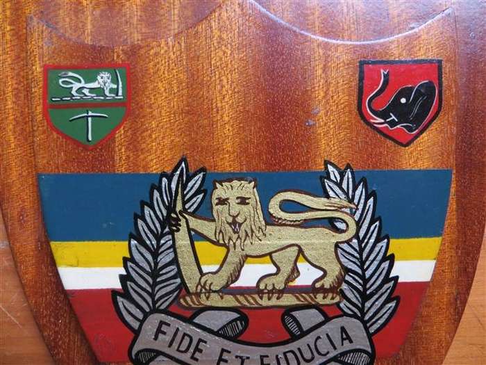 Rhodesia Army - Rhodesian Security Forces RSF 1st Army Brigade Plaque - wood damage on high points