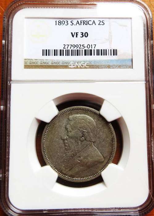 1893 ZAR 2 Shillings Silver Florin NGC VF30 - Scarce