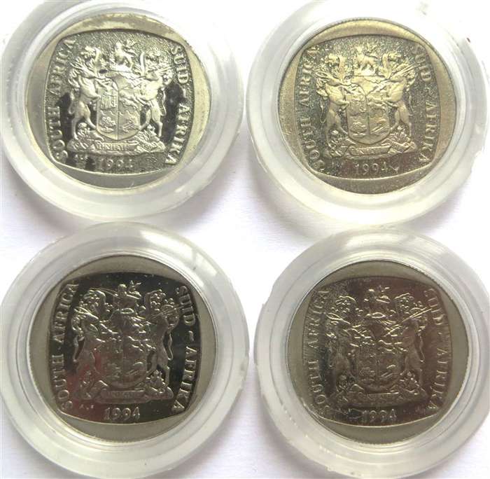 4 x 1994 Mandela Presidential Inauguration R5 coins from FDC in Capsule - 1 bid for all 4