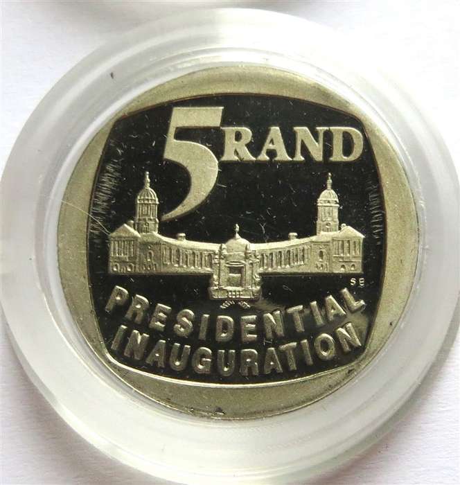 4 x 1994 Mandela Presidential Inauguration R5 coins from FDC in Capsule - 1 bid for all 4