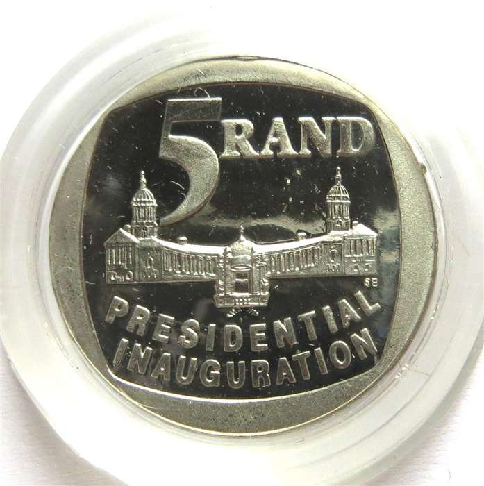4 x 1994 Mandela Presidential Inauguration R5 coins from FDC in Capsule - 1 bid for all 4
