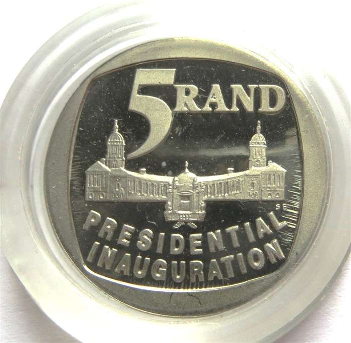 4 x 1994 Mandela Presidential Inauguration R5 coins from FDC in Capsule - 1 bid for all 4