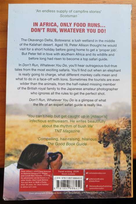 Don't Run Whatever you do - Peter Allison 1st Ed. - Safari Guide Adventures