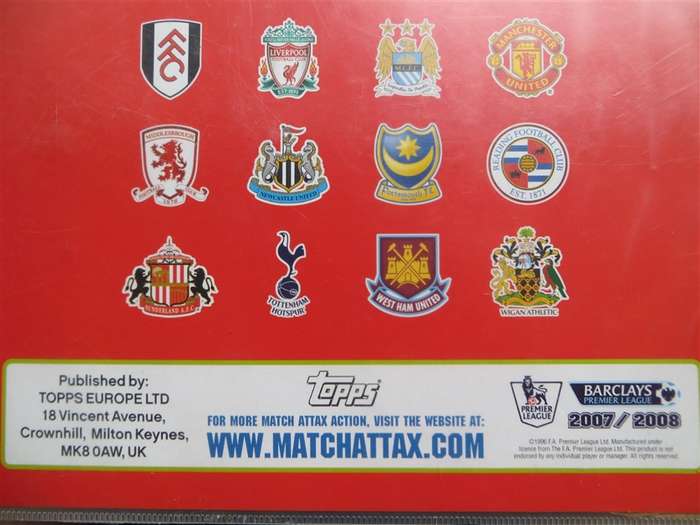 114 x Topps  2007/8 Match Attax Soccer Cards in Album