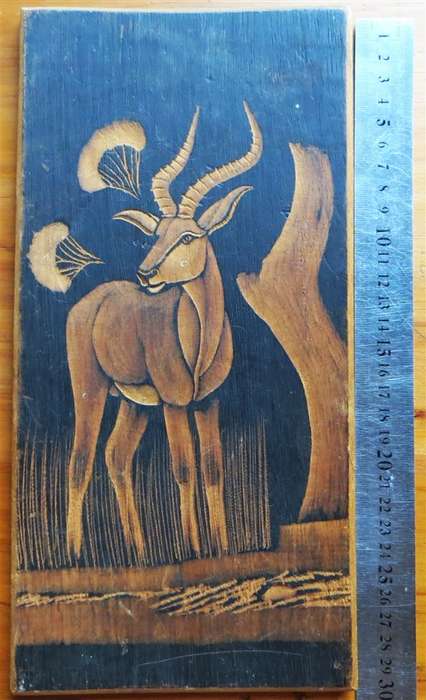 Impala/Rooibok Carving on Wood 150mm x 290mm
