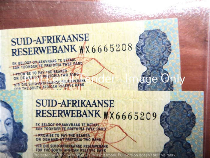 2 x Consecutive Number GPC De Kock R2 WX Replacement Notes Graded MS63