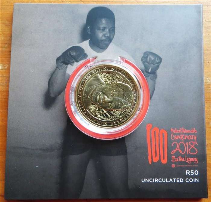 2018 Crown Size Nelson Mandela Centenary R50 Coin Uncirculated + Certificate
