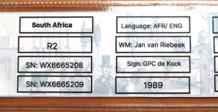 2 x Consecutive Number GPC De Kock R2 WX Replacement Notes Graded MS63