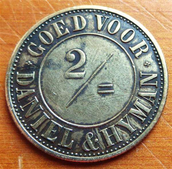 1867 Orange Free State Daniel & Hyman 2 Shillings Token