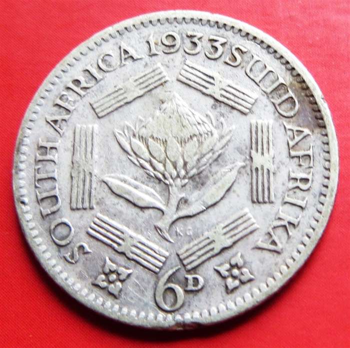 1933 SA Union 6d Sixpence Silver