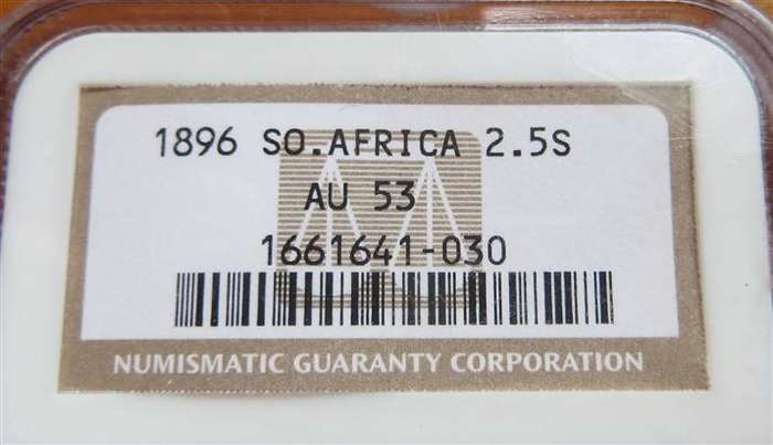 1896 ZAR 2/6 Half Crown Silver AU53 NGC - Old Slab