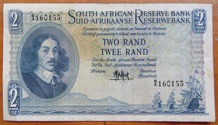 MH De Kock Two Rand Note B4 #160153