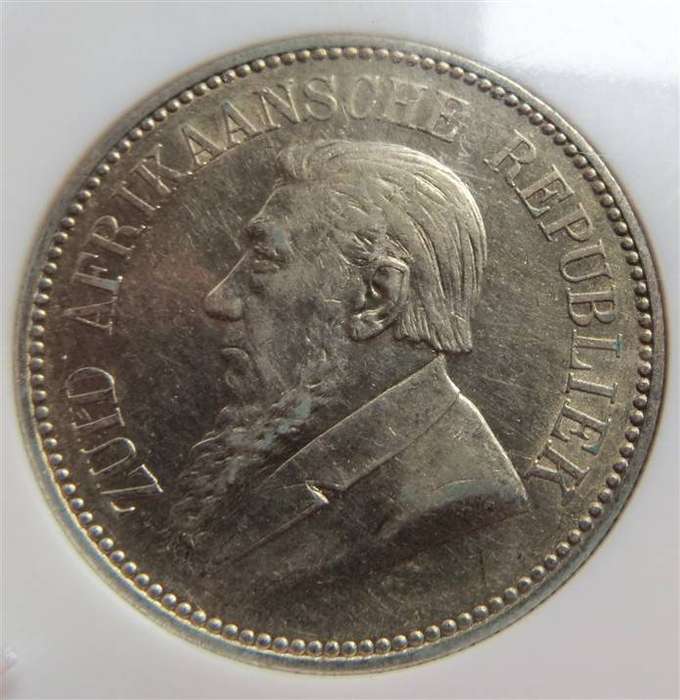 1896 ZAR 2/6 Half Crown Silver AU53 NGC - Old Slab