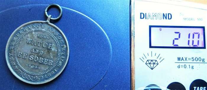 1897 Silver Army Temperance Assoc. Medal - India - Watch & Be Sober