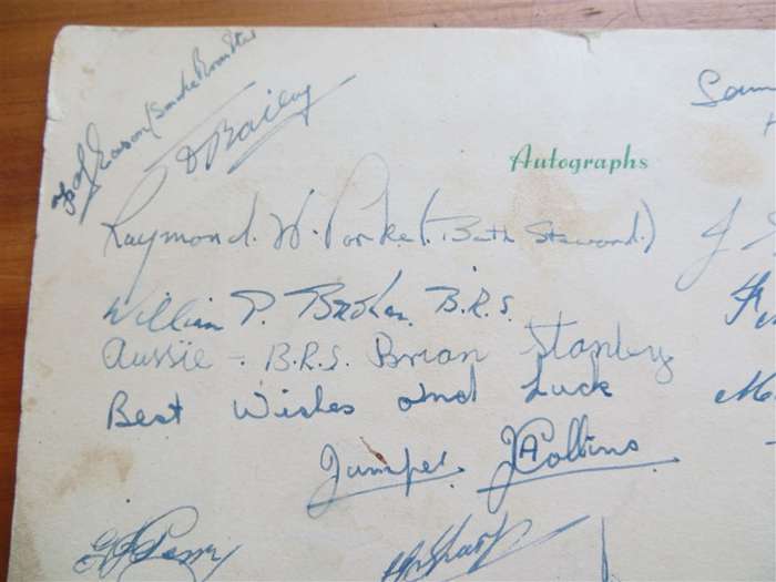 1952 Union Castle Line Menu - Autographed - Warwick Castle