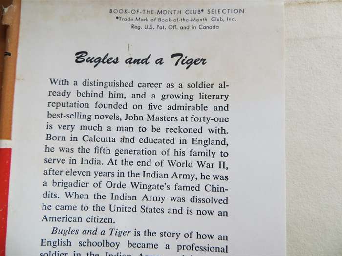 Bugles and a Tiger - John Masters 1956 1st Edition