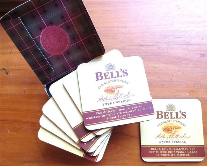 Bell's Whisky Coaster Set in Box - 7 x Coasters