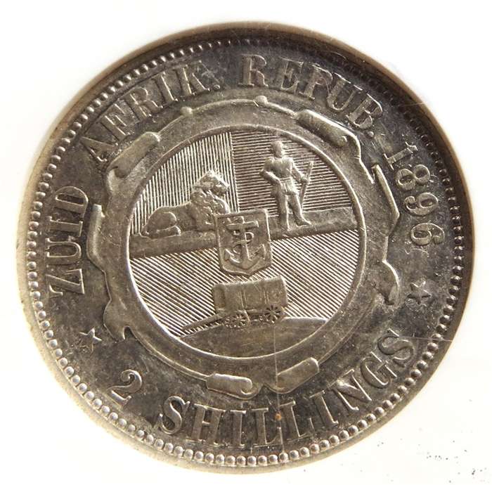 ZAR 1896 2 Shillings Florin Silver NGC XF45