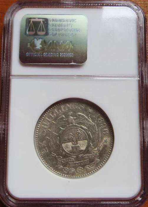 1896 ZAR 2/6 Half Crown Silver AU53 NGC - Old Slab