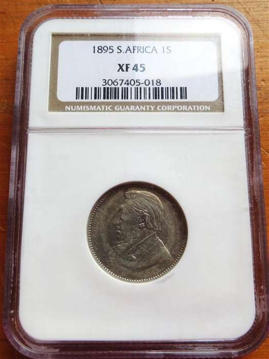1895 ZAR Silver 1/ Shilling XF45 NGC Coin