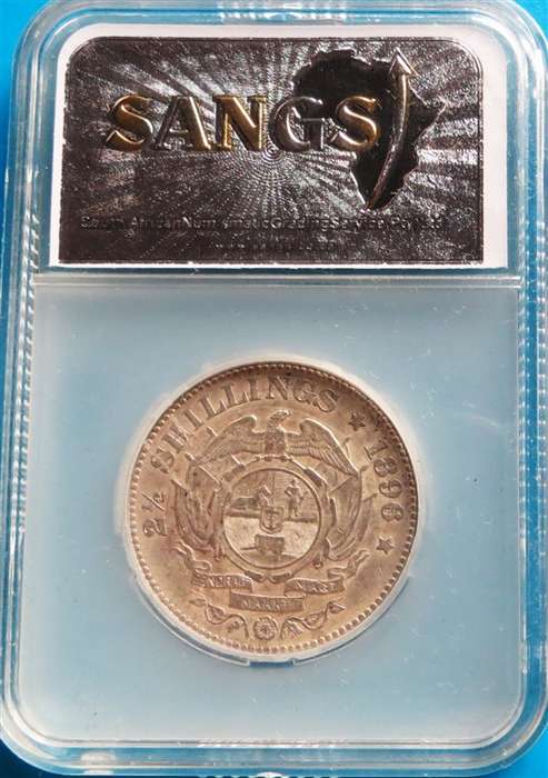 ZAR 1896 2 1/2 Shillings Halfcrown Silver SANGS VF35