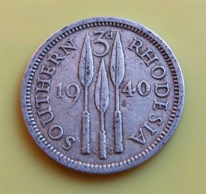 1940 Southern Rhodesia 3d Silver Coin