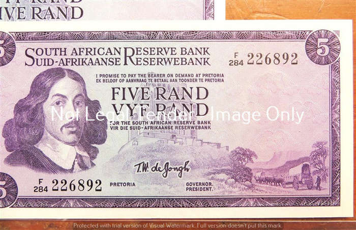 2 x T.W De Jongh R5 Notes F prefix - bid per note