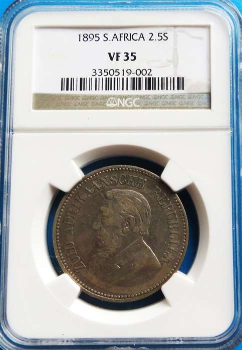ZAR 1895 2 1/2 Shillings Halfcrown Silver NGC VF35