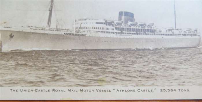 Union Castle Line Postcard with Cinderella - Athlone Castle