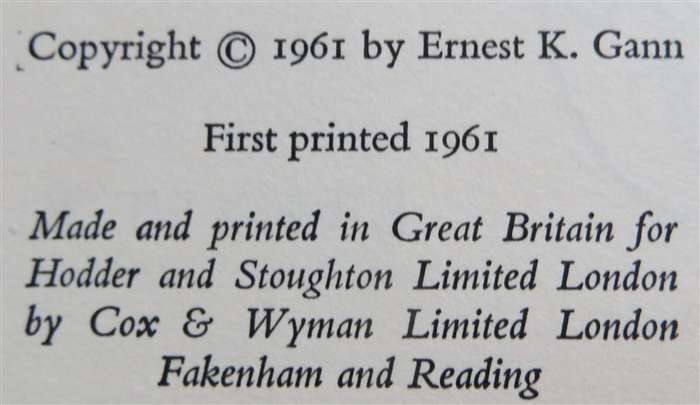 Fate is the Hunter - 1st Edition - Ernest K Gann - Hardcover  - 1961
