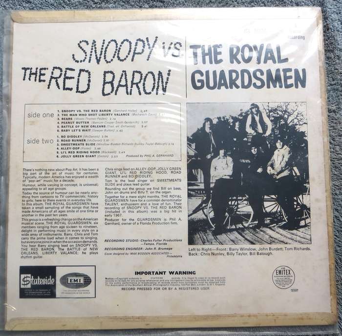 Snoopy vs The Red Baron Vintage Vinyl LP The Royal Guardsmen - VG/VG+
