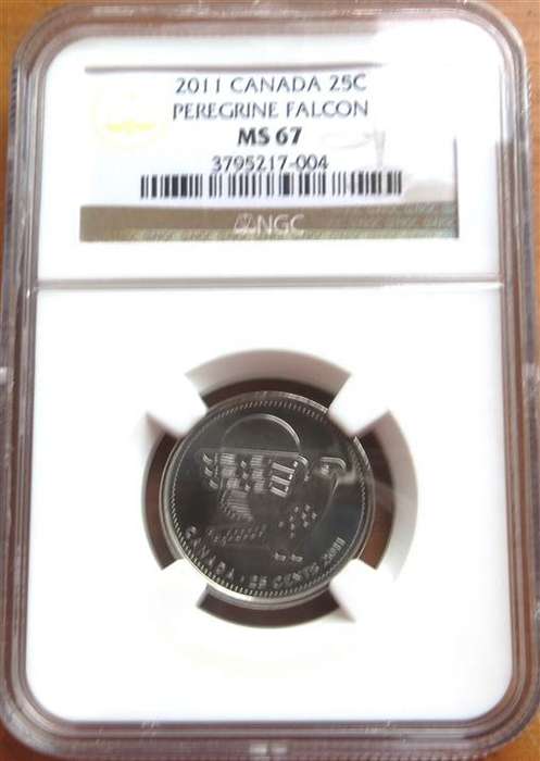 2011 Canada 25c NGC MS67 Peregrine Falcon coin