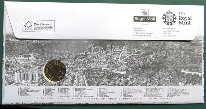 Belfast  - BUNC 1 Pound - Numbered Coin & Stamp Issue FDC