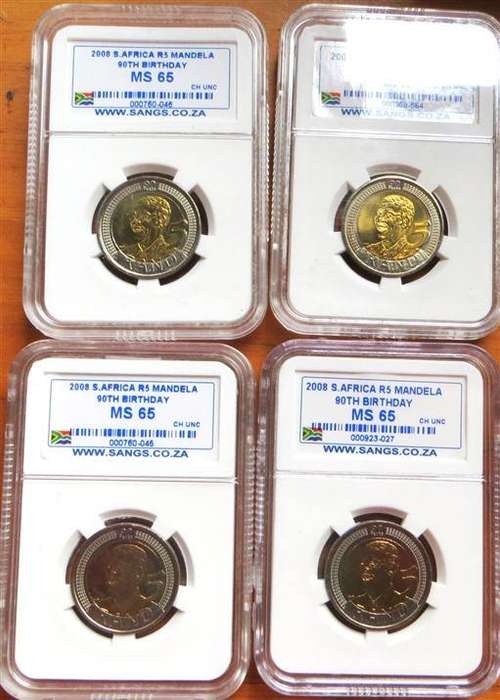 4 x 2008 Mandela R5 SANGS MS65 - Bid per coin