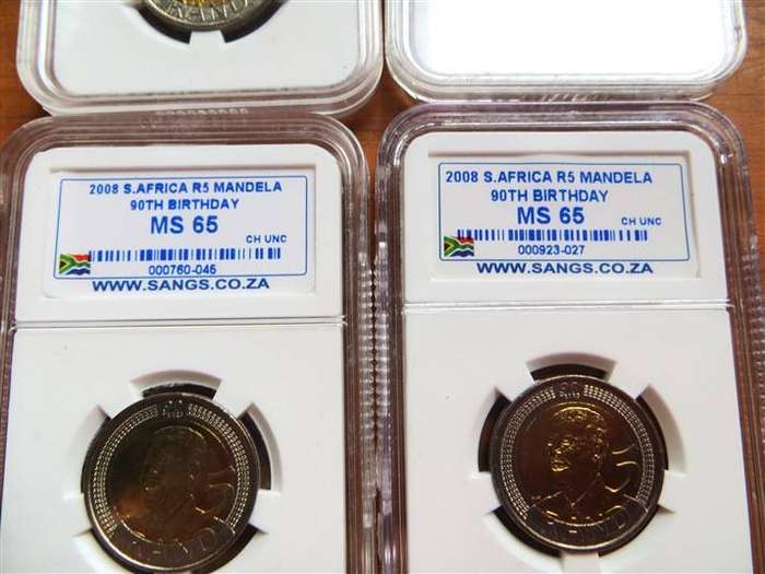 4 x 2008 Mandela R5 SANGS MS65 - Bid per coin