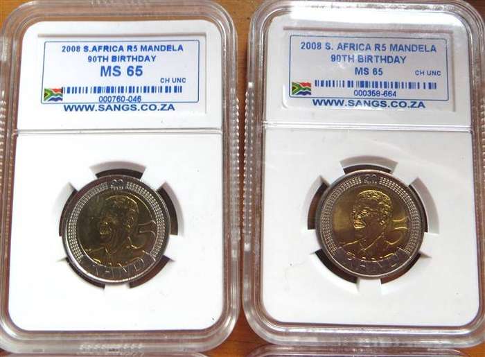 4 x 2008 Mandela R5 SANGS MS65 - Bid per coin