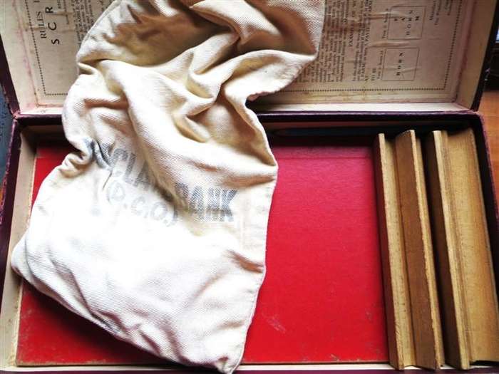 Vintage Scrabble Game - Complete - with letters in an old Bank Bag