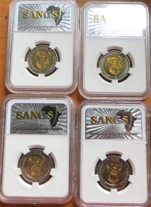 4 x 2008 Mandela R5 SANGS MS65 - Bid per coin