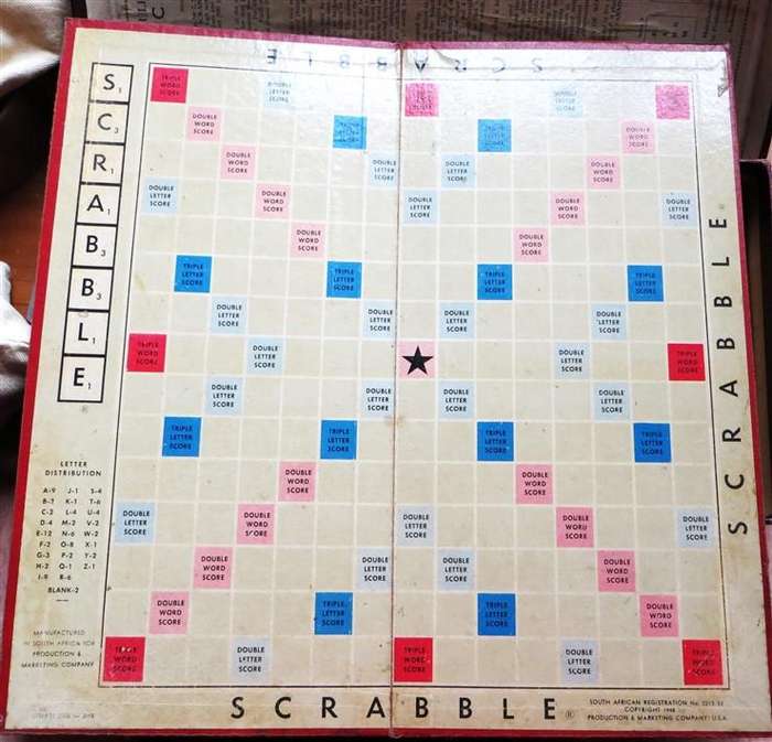 Vintage Scrabble Game - Complete - with letters in an old Bank Bag