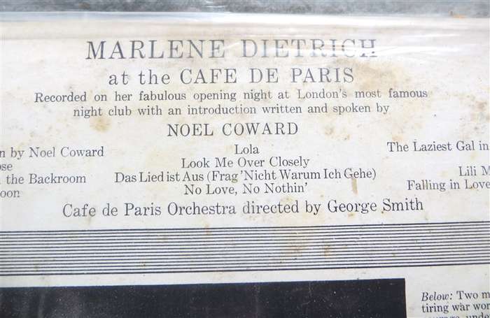 Marlene Dietrich at Cafe De Paris -  Vintage Vinyl LP - VG